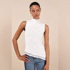 Lulus Emica Ivory Crochet Lace Asymmetrical Tank Top size M